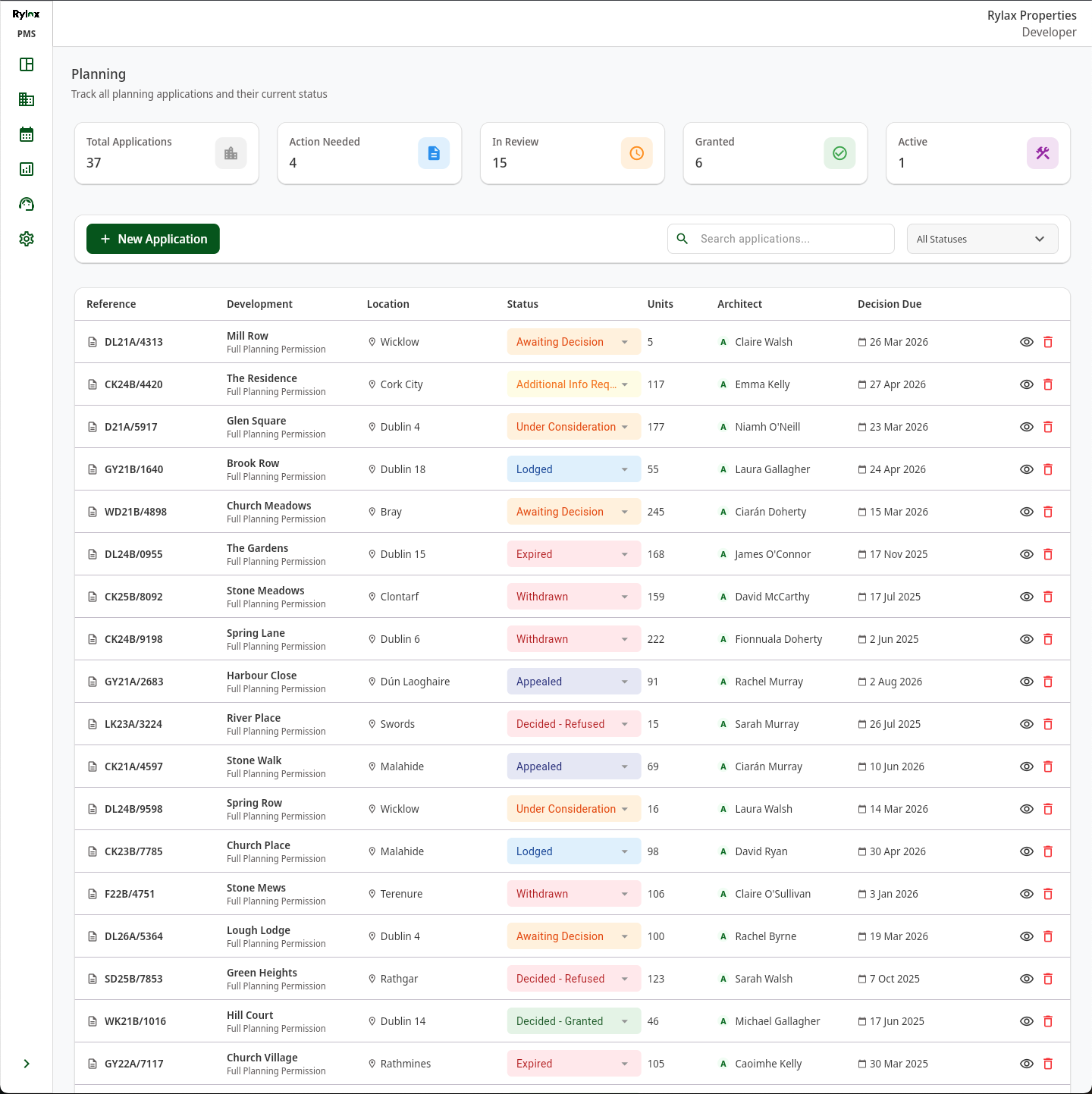Planning application manager
